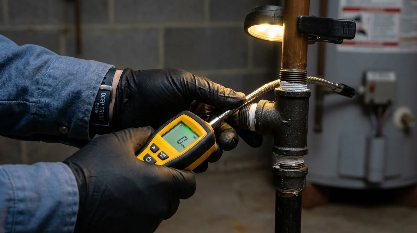Gas leak detection with electronic sniffer by Johns Plumbing LLC in Jefferson City
