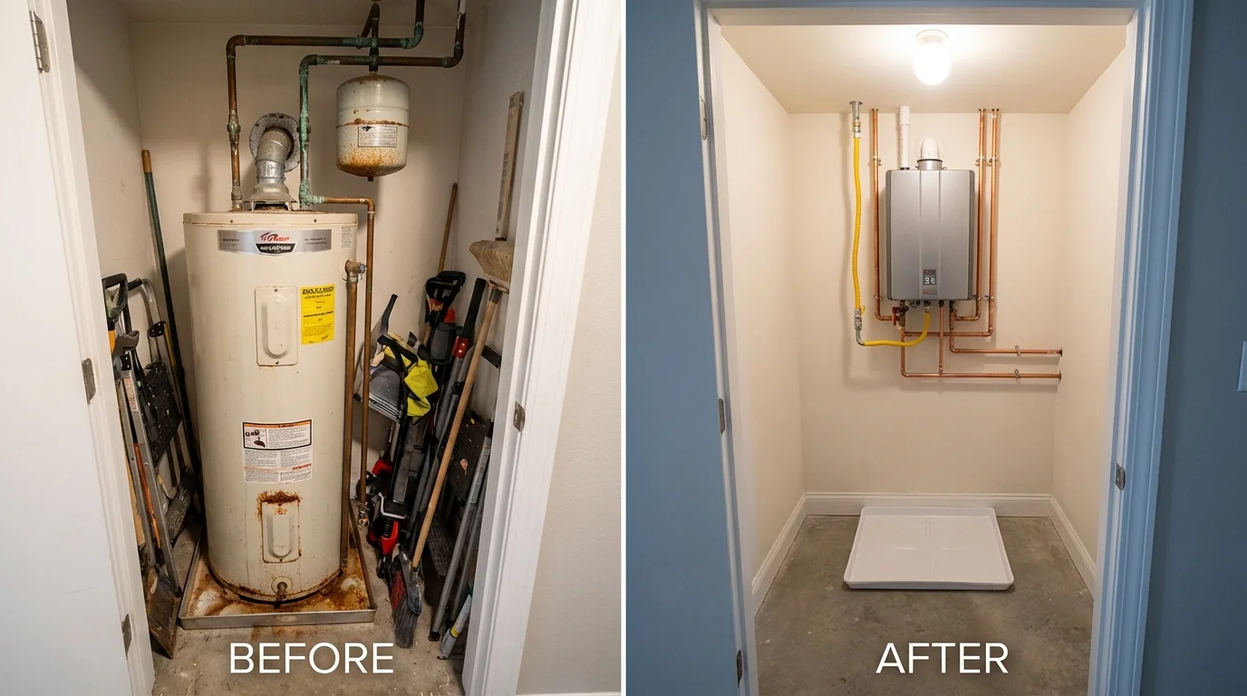 Tank water heater versus wall-mounted tankless unit comparison for Jefferson City, TN homeowners